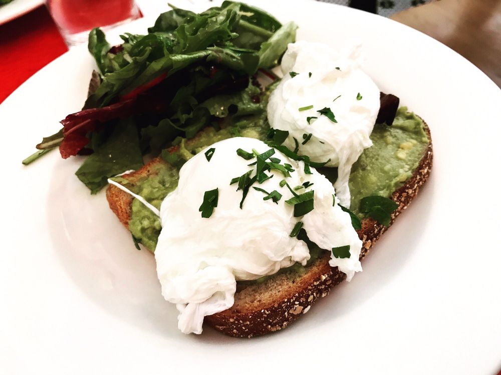 Fiat Cafe Avocado Toast with Poached Eggs