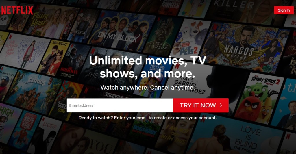 Netflix Home Page